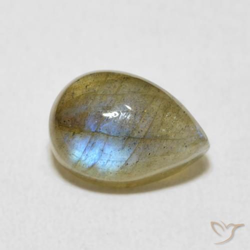 2.58 ct Multicolor Labradorite Stone, Natural Labradorite in Pear Cabochon Shape for Sale