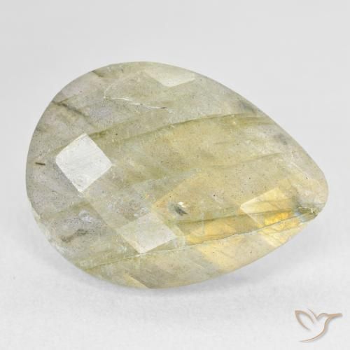 9.61 ct Multicolor Labradorite Stone, Natural Labradorite in Pear Checkerboard Shape for Sale