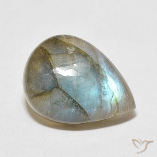 7.51 ct Multicolor Labradorite Stone, Natural Labradorite in Pear Cabochon Shape for Sale