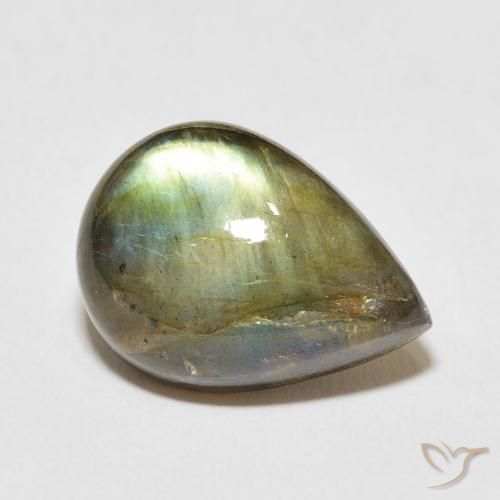 13.30 ct Multicolor Labradorite Stone, Natural Labradorite in Pear Cabochon Shape for Sale