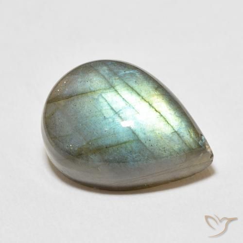 14.15 ct Multicolor Labradorite Stone, Natural Labradorite in Pear Cabochon Shape for Sale