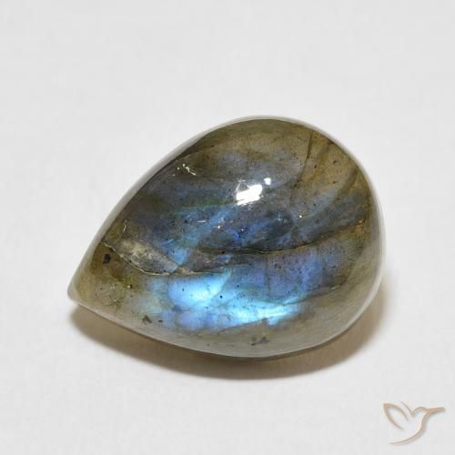 9.03 ct Multicolor Labradorite Stone, Natural Labradorite in Pear Cabochon Shape for Sale