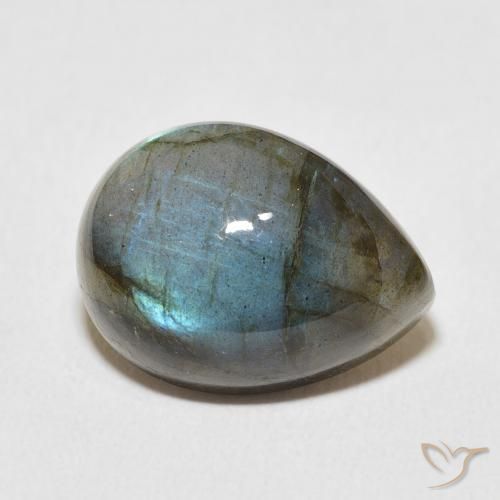 9.66 ct Multicolor Labradorite Stone, Natural Labradorite in Pear Cabochon Shape for Sale