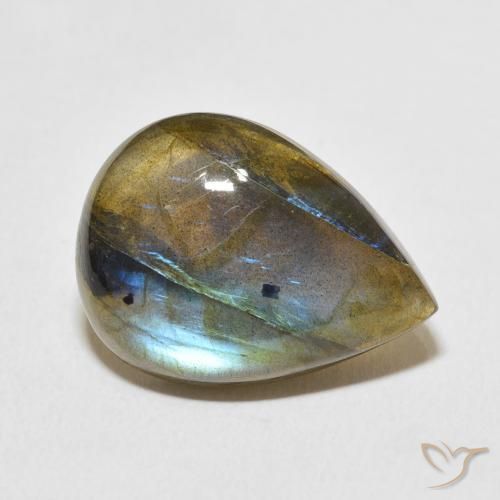 12.79 ct Multicolor Labradorite Stone, Natural Labradorite in Pear Cabochon Shape for Sale