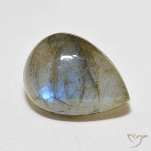 17.73 ct Multicolor Labradorite Stone, Natural Labradorite in Pear Cabochon Shape for Sale