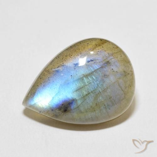 15.04ct Natural Multicolor Labradorite, Pear Shape, Translucent