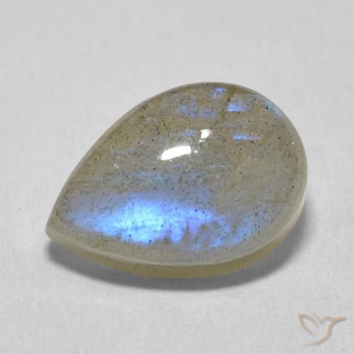 6.84 ct Multicolor Labradorite Stone, Natural Labradorite in Pear Cabochon Shape for Sale