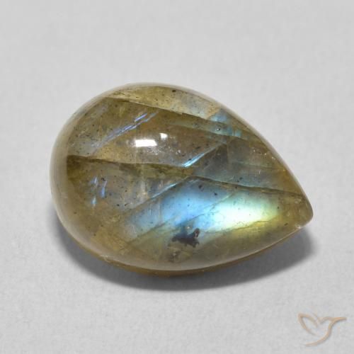 6.39 ct Multicolor Labradorite Stone, Natural Labradorite in Pear Cabochon Shape for Sale