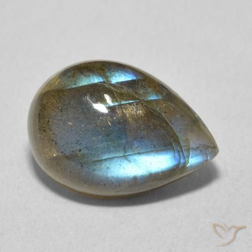 6.02ct Natural Multicolor Labradorite, Pear Shape, Translucent
