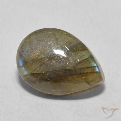 5.77 ct Multicolor Labradorite Stone, Natural Labradorite in Pear Cabochon Shape for Sale