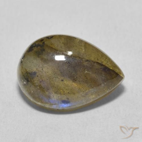 5.98 ct Multicolor Labradorite Stone, Natural Labradorite in Pear Cabochon Shape for Sale
