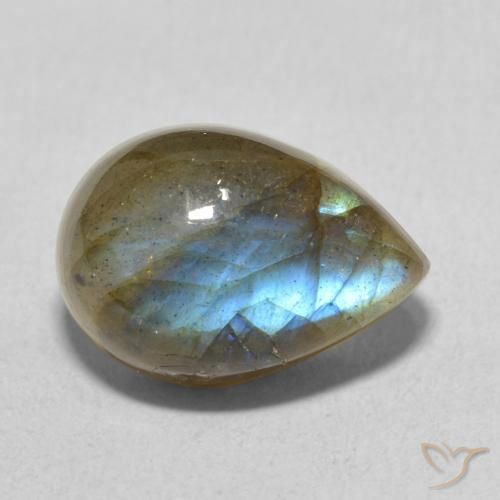 6.53 ct Multicolor Labradorite Stone, Natural Labradorite in Pear Cabochon Shape for Sale