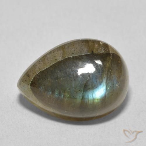 7.21 ct Multicolor Labradorite Stone, Natural Labradorite in Pear Cabochon Shape for Sale