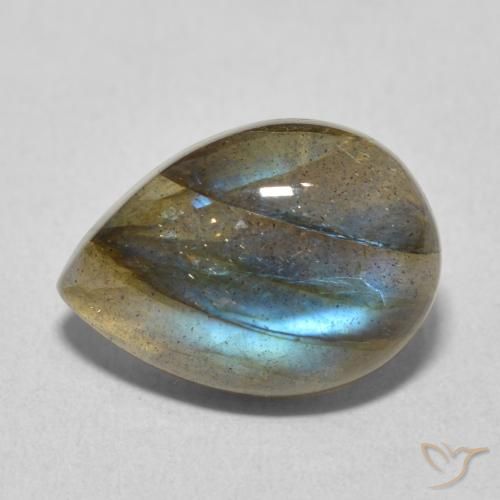 6.00 ct Multicolor Labradorite Stone, Natural Labradorite in Pear Cabochon Shape for Sale