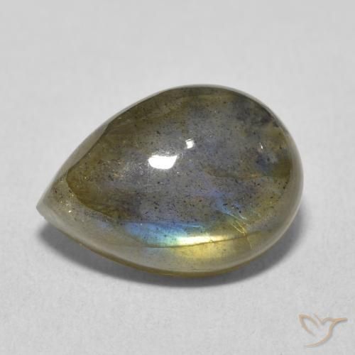 6.49 ct Multicolor Labradorite Stone, Natural Labradorite in Pear Cabochon Shape for Sale