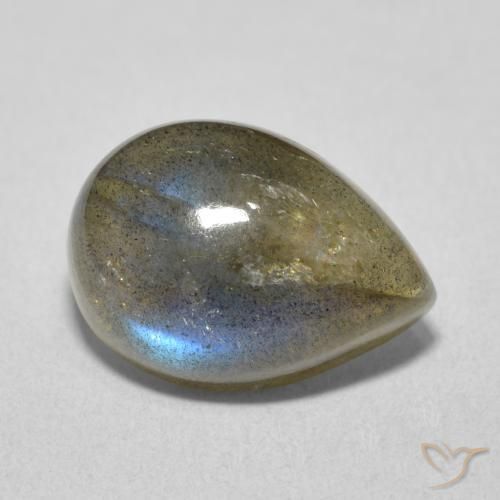 6.16 ct Multicolor Labradorite Stone, Natural Labradorite in Pear Cabochon Shape for Sale