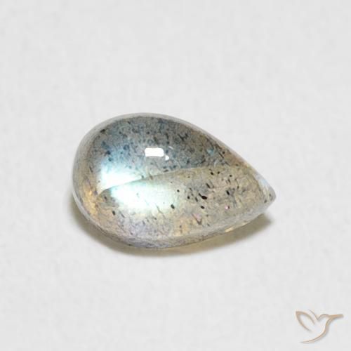 0.47 ct Multicolor Labradorite Stone, Natural Labradorite in Pear Cabochon Shape for Sale
