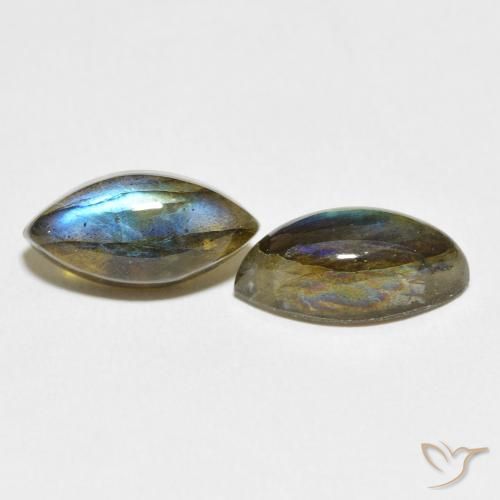 7.68 ctw Multicolor Labradorite Stones, Natural Labradorite in Marquise Cabochon Shape for Sale