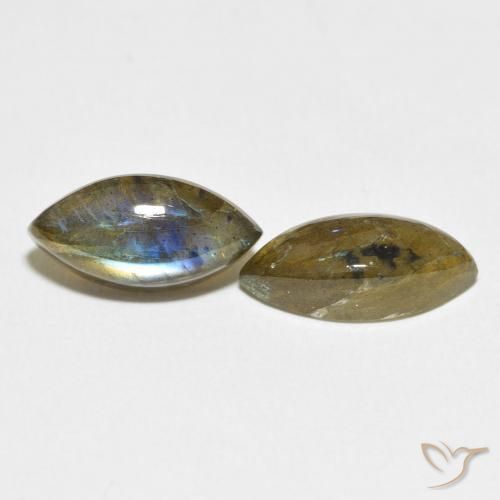 6.86 ctw Multicolor Labradorite Stones, Natural Labradorite in Marquise Cabochon Shape for Sale