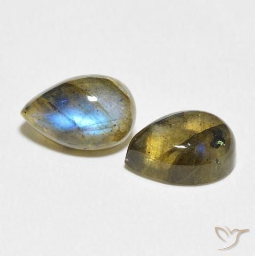 3.20 ctw Multicolor Labradorite Stones, Natural Labradorite in Pear Cabochon Shape for Sale