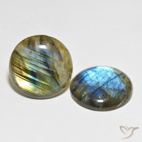 60.94 ctw Multicolor Labradorite Stones, Natural Labradorite in Round Cabochon Shape for Sale