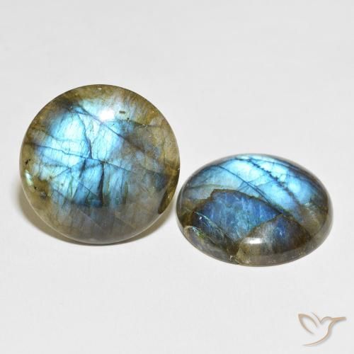 64.36 ctw Multicolor Labradorite Stones, Natural Labradorite in Round Cabochon Shape for Sale