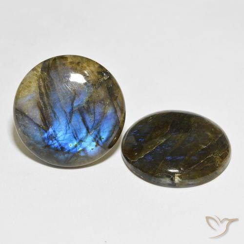 62.21 ctw Multicolor Labradorite Stones, Natural Labradorite in Round Cabochon Shape for Sale