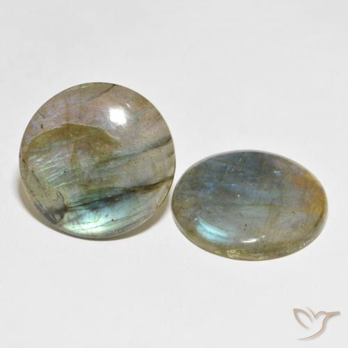 54.98 ctw Multicolor Labradorite Stones, Natural Labradorite in Round Cabochon Shape for Sale