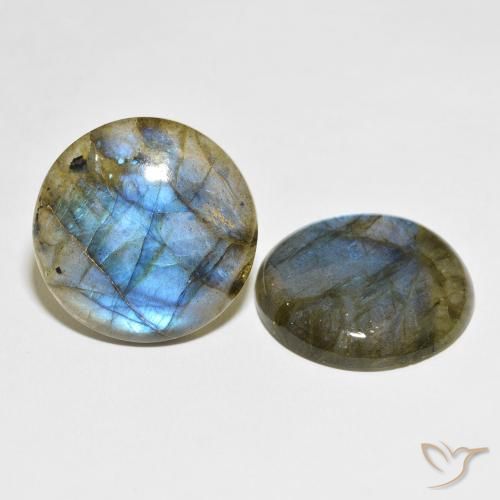 60.73 ctw Multicolor Labradorite Stones, Natural Labradorite in Round Cabochon Shape for Sale