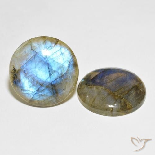 56.79 ctw Multicolor Labradorite Stones, Natural Labradorite in Round Cabochon Shape for Sale