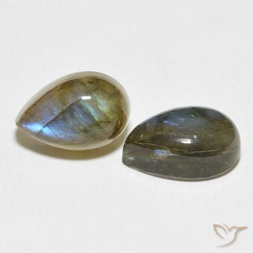 8.52 ctw Multicolor Labradorite Stones, Natural Labradorite in Pear Cabochon Shape for Sale