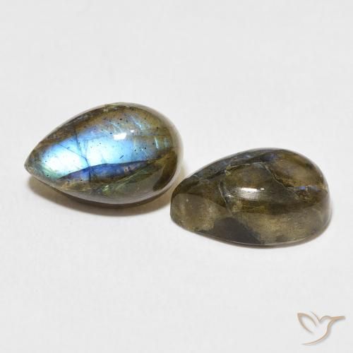 7.50 ctw Multicolor Labradorite Stones, Natural Labradorite in Pear Cabochon Shape for Sale