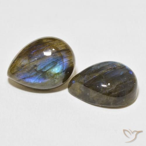 19.45 ctw Multicolor Labradorite Stones, Natural Labradorite in Pear Cabochon Shape for Sale