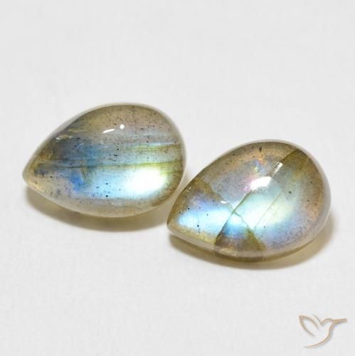 5.00ctw Natural Multicolor Labradorite, Pear Shape, Translucent