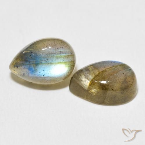 5.00 ctw Multicolor Labradorite Stones, Natural Labradorite in Pear Cabochon Shape for Sale