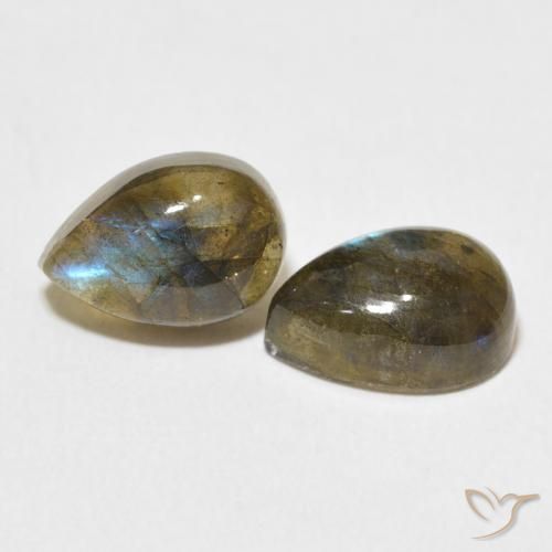 5.03 ctw Multicolor Labradorite Stones, Natural Labradorite in Pear Cabochon Shape for Sale