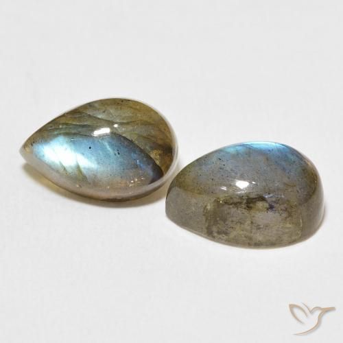 8.38 ctw Multicolor Labradorite Stones, Natural Labradorite in Pear Cabochon Shape for Sale