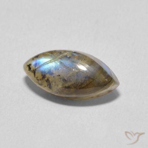 2.46 ct Multicolor Labradorite Stone, Natural Labradorite in Marquise Cabochon Shape for Sale