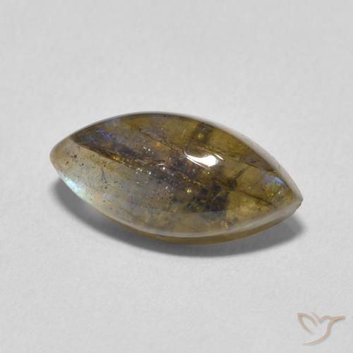 3.55 ct Multicolor Labradorite Stone, Natural Labradorite in Marquise Cabochon Shape for Sale