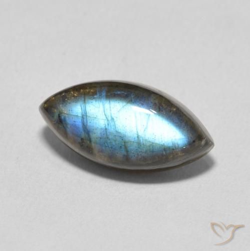 3.91 ct Multicolor Labradorite Stone, Natural Labradorite in Marquise Cabochon Shape for Sale