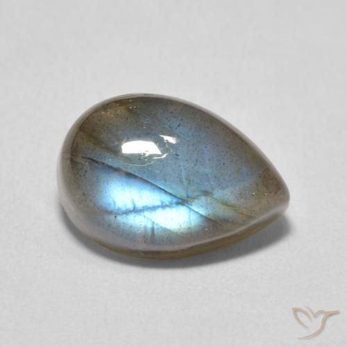 3.96 ct Multicolor Labradorite Stone, Natural Labradorite in Pear Cabochon Shape for Sale