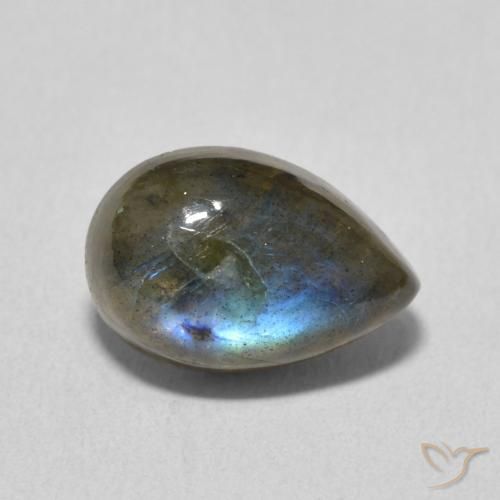 3.75 ct Multicolor Labradorite Stone, Natural Labradorite in Pear Cabochon Shape for Sale