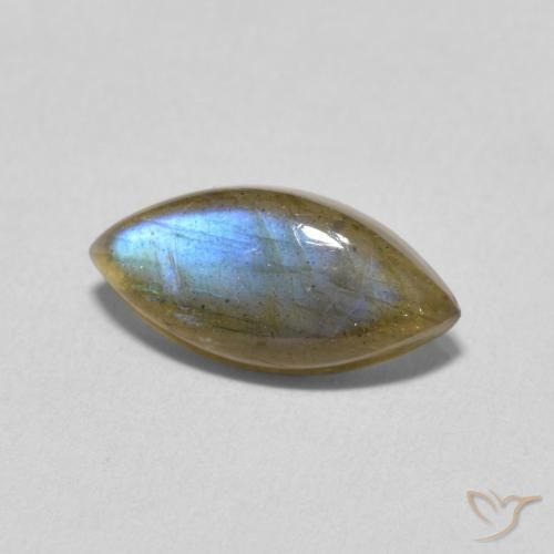 2.76 ct Multicolor Labradorite Stone, Natural Labradorite in Marquise Cabochon Shape for Sale