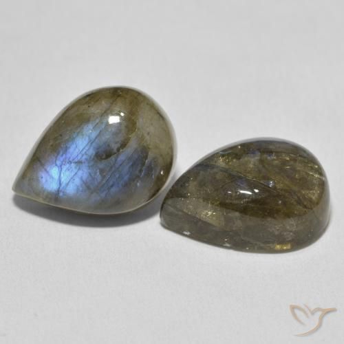 19.10 ctw Multicolor Labradorite Stones, Natural Labradorite in Pear Cabochon Shape for Sale
