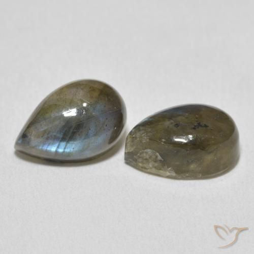8.24 ctw Multicolor Labradorite Stones, Natural Labradorite in Pear Cabochon Shape for Sale
