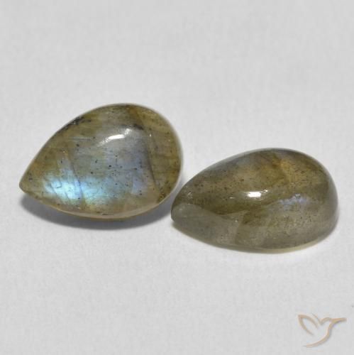 4.34 ctw Multicolor Labradorite Stones, Natural Labradorite in Pear Cabochon Shape for Sale