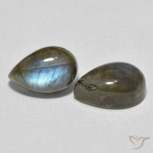 7.84 ctw Multicolor Labradorite Stones, Natural Labradorite in Pear Cabochon Shape for Sale