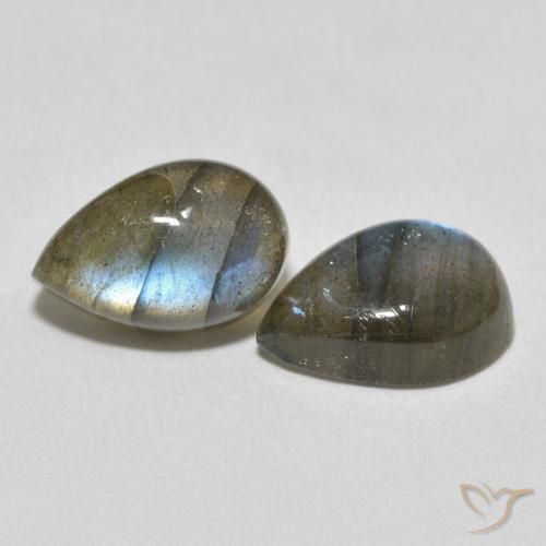 7.45 ctw Multicolor Labradorite Stones, Natural Labradorite in Pear Cabochon Shape for Sale