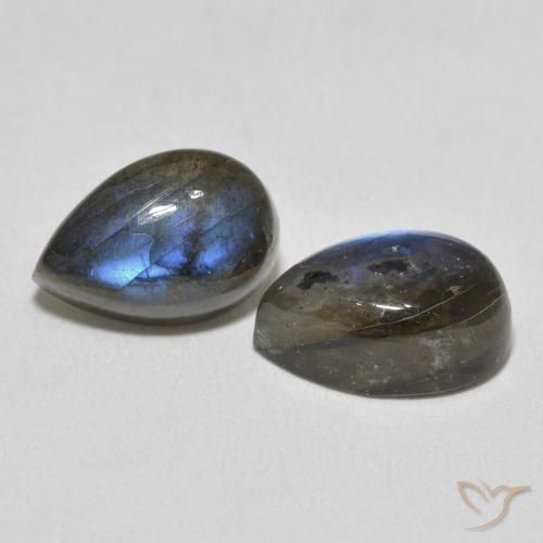 8.10 ctw Multicolor Labradorite Stones, Natural Labradorite in Pear Cabochon Shape for Sale