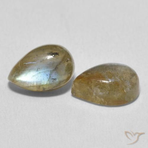 3.44 ctw Multicolor Labradorite Stones, Natural Labradorite in Pear Cabochon Shape for Sale